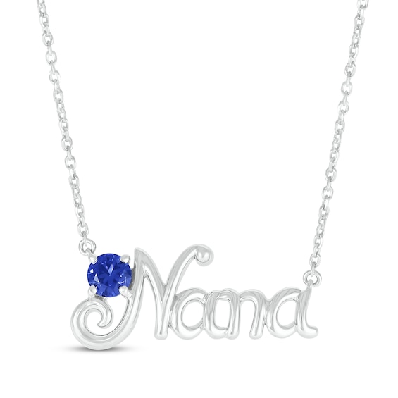 Blue Lab-Created Sapphire "Nana" Necklace Sterling Silver 18”