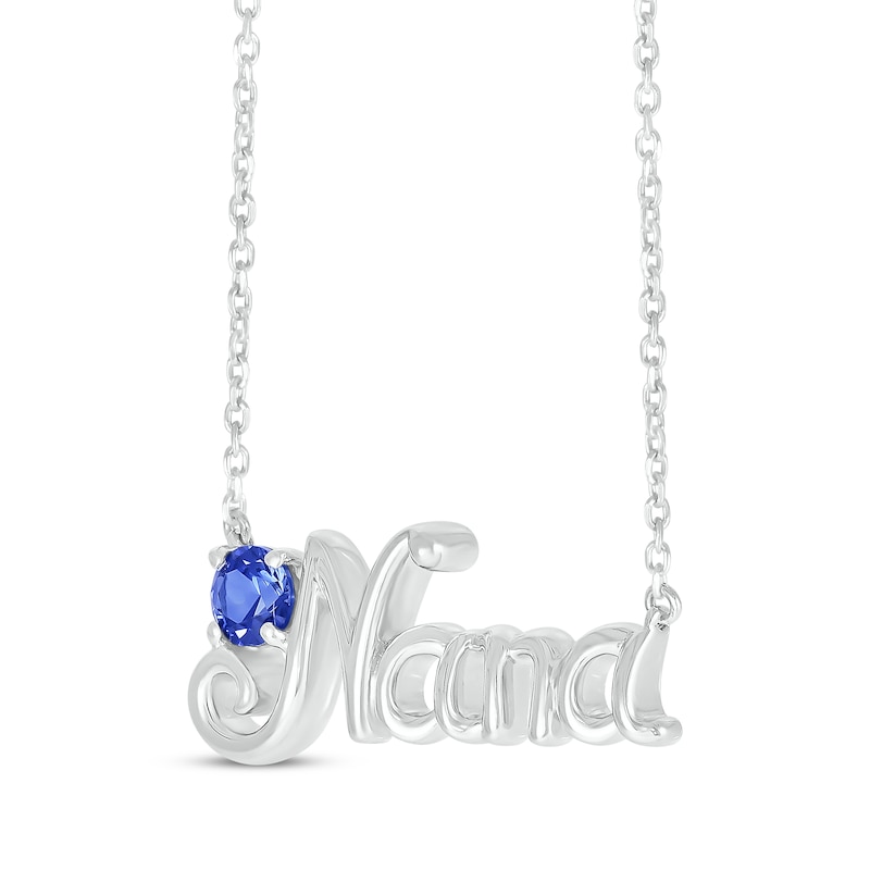 Main Image 2 of Blue Lab-Created Sapphire "Nana" Necklace Sterling Silver 18”