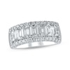 Thumbnail Image 1 of Lab-Grown Diamonds Emerald & Round-Cut Anniversary Ring 2-1/2 ct tw 14K White Gold