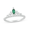 Thumbnail Image 1 of Marquise-Cut Lab-Created Emerald & White Lab-Created Sapphire Tiara Ring Sterling Silver