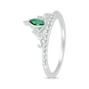 Thumbnail Image 2 of Marquise-Cut Lab-Created Emerald & White Lab-Created Sapphire Tiara Ring Sterling Silver