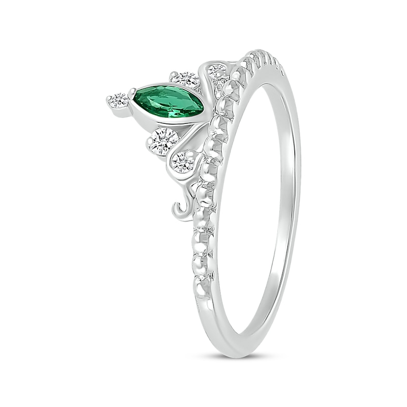 Main Image 2 of Marquise-Cut Lab-Created Emerald & White Lab-Created Sapphire Tiara Ring Sterling Silver