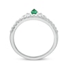 Thumbnail Image 3 of Marquise-Cut Lab-Created Emerald & White Lab-Created Sapphire Tiara Ring Sterling Silver