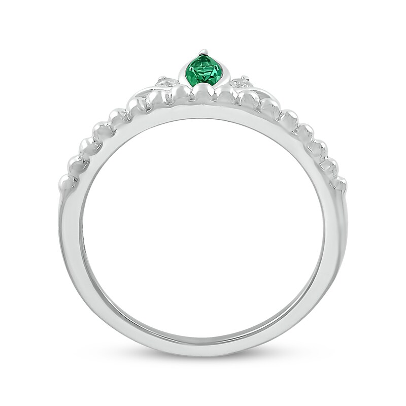 Main Image 3 of Marquise-Cut Lab-Created Emerald & White Lab-Created Sapphire Tiara Ring Sterling Silver