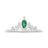 Thumbnail Image 4 of Marquise-Cut Lab-Created Emerald & White Lab-Created Sapphire Tiara Ring Sterling Silver