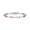 Thumbnail Image 1 of Emerald-Cut Pink Lab-Created Sapphire & White Lab-Created Sapphire Link Bracelet Sterling Silver 7.25"