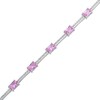 Thumbnail Image 2 of Emerald-Cut Pink Lab-Created Sapphire & White Lab-Created Sapphire Link Bracelet Sterling Silver 7.25"