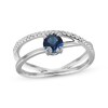 Thumbnail Image 1 of Blue Lab-Created Sapphire & White Lab-Created Sapphire Crossover Ring Sterling Silver