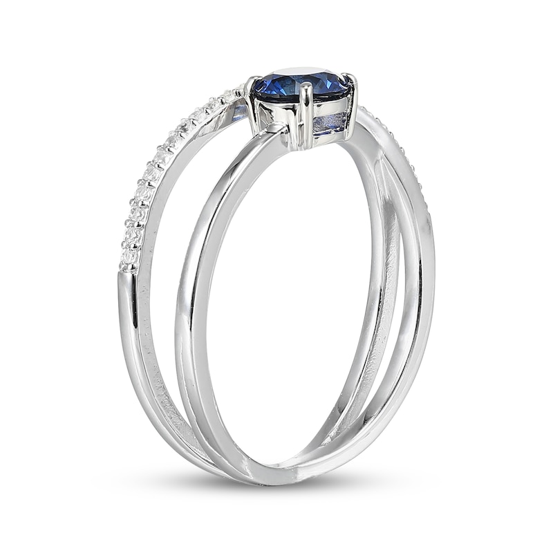 Main Image 2 of Blue Lab-Created Sapphire & White Lab-Created Sapphire Crossover Ring Sterling Silver