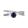 Thumbnail Image 3 of Blue Lab-Created Sapphire & White Lab-Created Sapphire Crossover Ring Sterling Silver