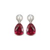 Thumbnail Image 2 of Pear-Shaped Lab-Created Ruby & Cultured Pearl Drop Earrings Sterling Silver