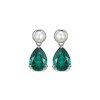 Thumbnail Image 2 of Pear-Shaped Lab-Created Emerald & Cultured Pearl Drop Earrings Sterling Silver