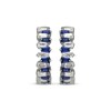 Thumbnail Image 2 of Baguette-Cut Blue & White Lab-Created Sapphire Stagger Hoop Earrings Sterling Silver