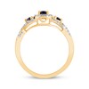 Thumbnail Image 3 of Oval-Cut Blue Sapphire & Diamond Three-Stone Ring 1/6 ct tw 10K Yellow Gold