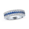 Thumbnail Image 1 of Blue & White Lab-Created Sapphire Three-Row Ring Sterling Silver