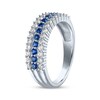 Thumbnail Image 2 of Blue & White Lab-Created Sapphire Three-Row Ring Sterling Silver
