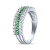 Thumbnail Image 2 of Lab-Created Emerald & White Lab-Created Sapphire Three-Row Ring Sterling Silver