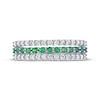 Thumbnail Image 3 of Lab-Created Emerald & White Lab-Created Sapphire Three-Row Ring Sterling Silver