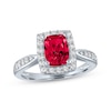 Thumbnail Image 1 of Cushion-Cut Lab-Created Ruby & White Lab-Created Sapphire Ring Sterling Silver