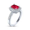 Thumbnail Image 2 of Cushion-Cut Lab-Created Ruby & White Lab-Created Sapphire Ring Sterling Silver