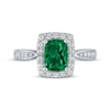 Thumbnail Image 3 of Cushion-Cut Lab-Created Emerald & White Lab-Created Sapphire Ring Sterling Silver