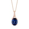 Thumbnail Image 1 of Oval-Cut Blue Lab-Created Sapphire & Diamond Accent Necklace 10K Rose Gold 18"
