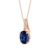 Thumbnail Image 2 of Oval-Cut Blue Lab-Created Sapphire & Diamond Accent Necklace 10K Rose Gold 18"