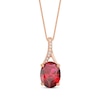 Thumbnail Image 1 of Oval-Cut Lab-Created Ruby & Diamond Accent Necklace 10K Rose Gold 18"