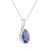 Thumbnail Image 2 of Pear-Shaped Blue Lab-Created Sapphire & Diamond Accent Necklace 10K White Gold 18"