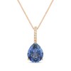 Thumbnail Image 1 of Pear-Shaped Blue Lab-Created Sapphire & Diamond Accent Necklace 10K Rose Gold 18"