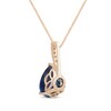 Thumbnail Image 3 of Pear-Shaped Blue Lab-Created Sapphire & Diamond Accent Necklace 10K Rose Gold 18"