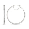 Thumbnail Image 3 of Round-Cut White Lab-Created Sapphire Hoop Earrings Sterling Silver