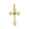 Thumbnail Image 1 of Oval-Cut Emerald Cross Charm 14K Yellow Gold