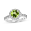 Thumbnail Image 0 of Peridot & White Lab-Created Sapphire Halo Ring Sterling Silver