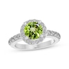 Thumbnail Image 1 of Peridot & White Lab-Created Sapphire Halo Ring Sterling Silver