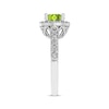 Thumbnail Image 1 of Peridot & White Lab-Created Sapphire Halo Ring Sterling Silver