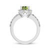 Thumbnail Image 2 of Peridot & White Lab-Created Sapphire Halo Ring Sterling Silver
