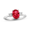 Thumbnail Image 1 of Oval-Cut Lab-Created Ruby & Diamond Accent Ring 10K White Gold