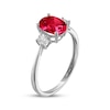 Thumbnail Image 2 of Oval-Cut Lab-Created Ruby & Diamond Accent Ring 10K White Gold
