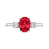 Thumbnail Image 3 of Oval-Cut Lab-Created Ruby & Diamond Accent Ring 10K White Gold