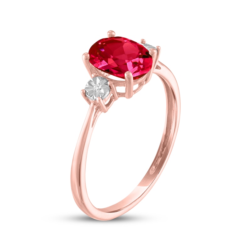 Main Image 2 of Oval-Cut Lab-Created Ruby & Diamond Accent Ring 10K Rose Gold