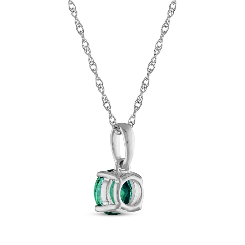 Main Image 3 of Lab-Created Emerald Solitaire Necklace 10K White Gold 18"