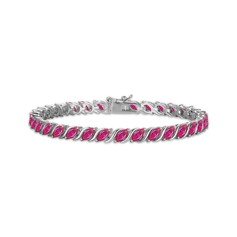 Main Image 1 of Marquise-Cut Lab-Created Ruby S-Link Bracelet 7.25"