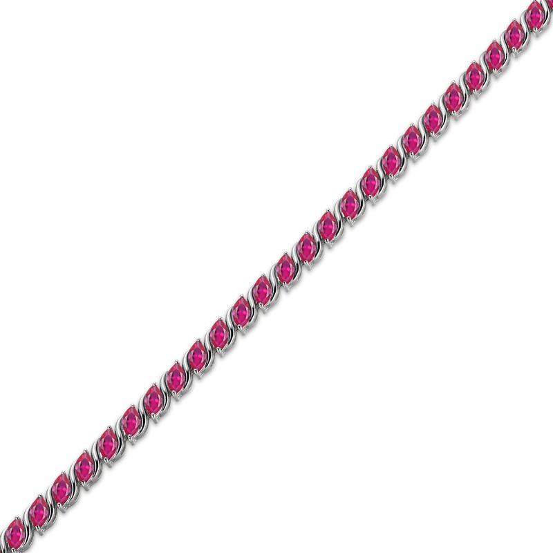 Main Image 2 of Marquise-Cut Lab-Created Ruby S-Link Bracelet 7.25"