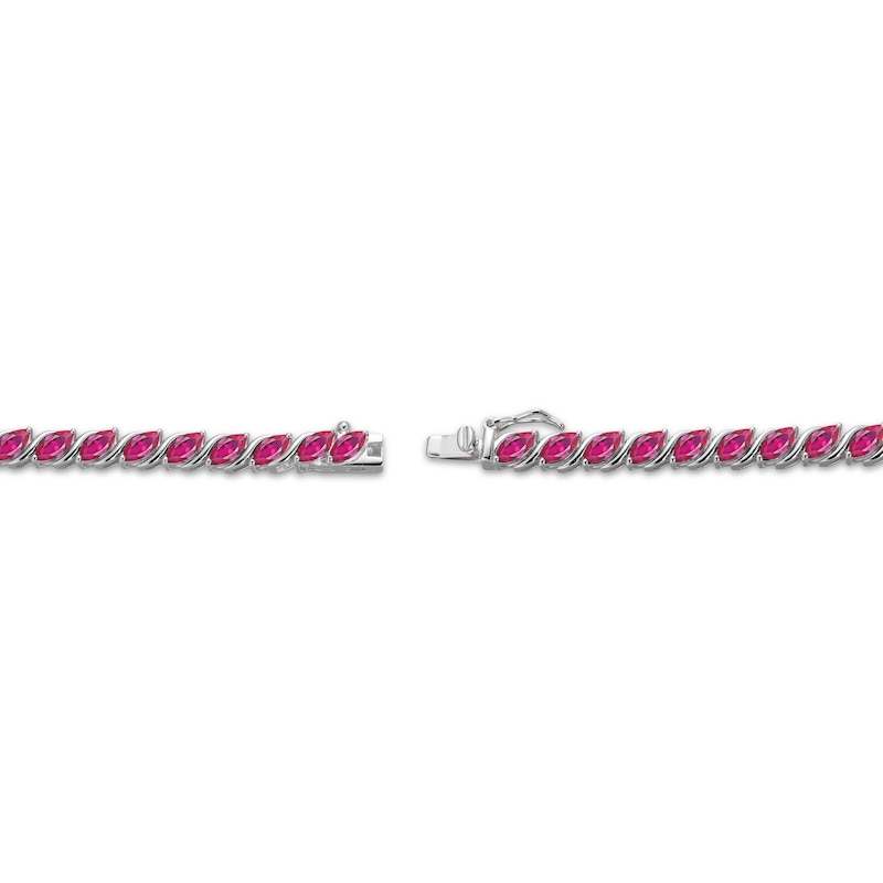 Main Image 3 of Marquise-Cut Lab-Created Ruby S-Link Bracelet 7.25"