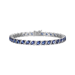 Marquise-Cut Blue Lab-Created Sapphire S-Link Bracelet 7.25"
