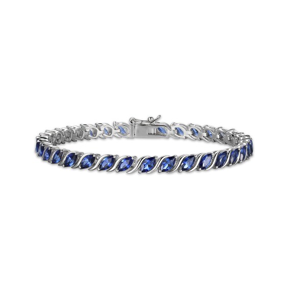 Marquise-Cut Blue Lab-Created Sapphire S-Link Bracelet 7.25"