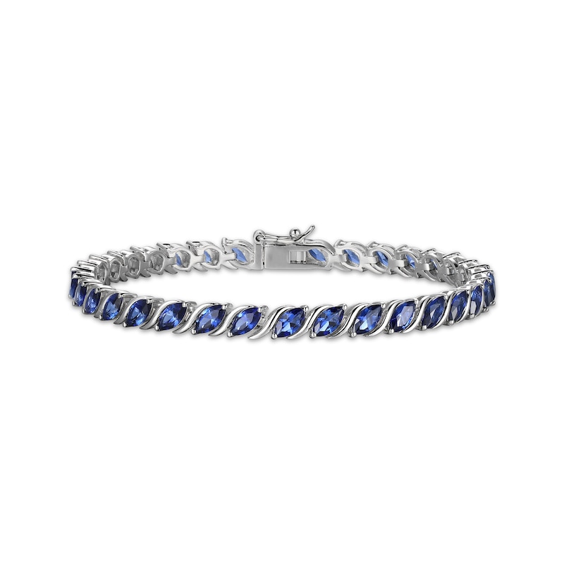 Marquise-Cut Blue Lab-Created Sapphire S-Link Bracelet 7.25"