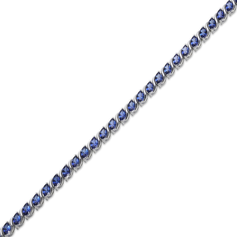 Marquise-Cut Blue Lab-Created Sapphire S-Link Bracelet 7.25"