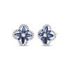 Thumbnail Image 1 of Marquise-Cut Blue Lab-Created Sapphire & Diamond Arabesque Flower Stud Earrings 1/5 ct tw 10K White Gold
